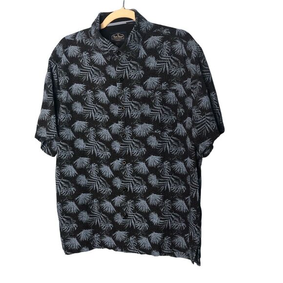 Nat Nast Shirt Mens Large Blue Hawaiian Camp Palm Fonds Casual Button Down - Picture 1 of 7